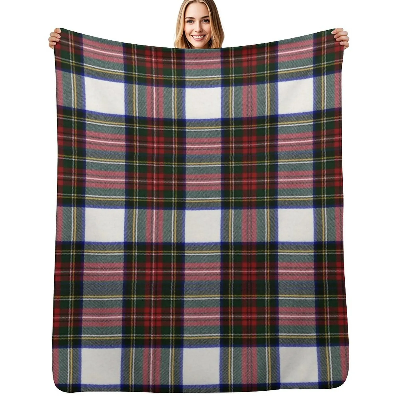 Clan Stewart Dress Tartan Throw Blanket Cozy Sofa Blanket for TV Watching Napping