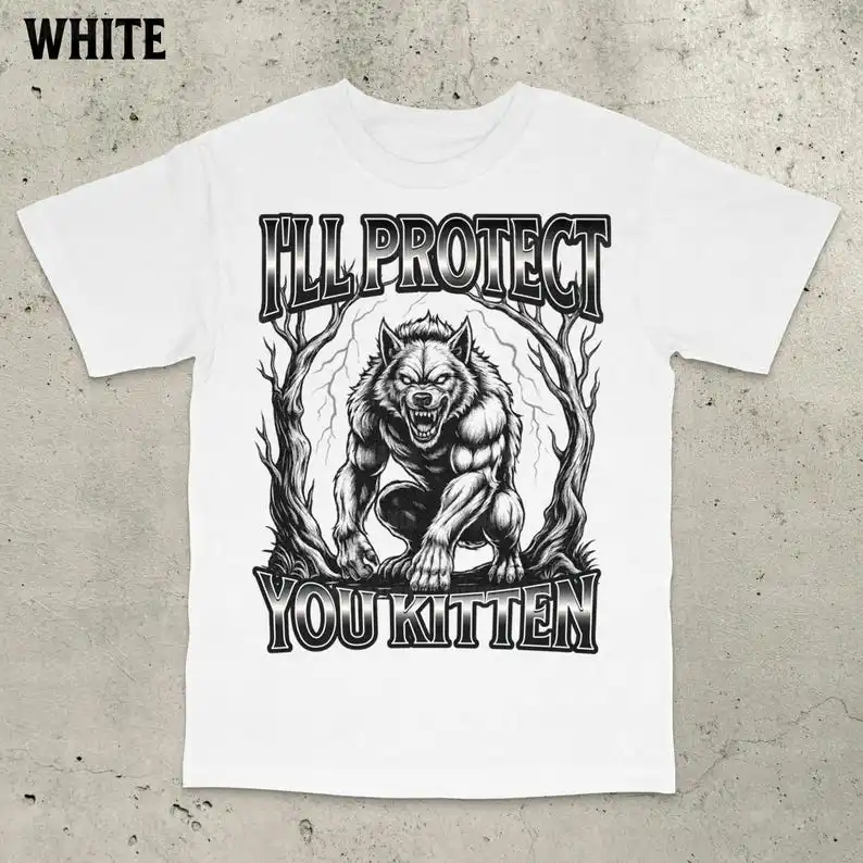 مضحك بالذئب ميمي سأحميك هريرة ألفا وولف تي شيرت الجرافيك قصيرة الأكمام تي شيرت المرأة الصيف عادية تي شيرت علوي #2