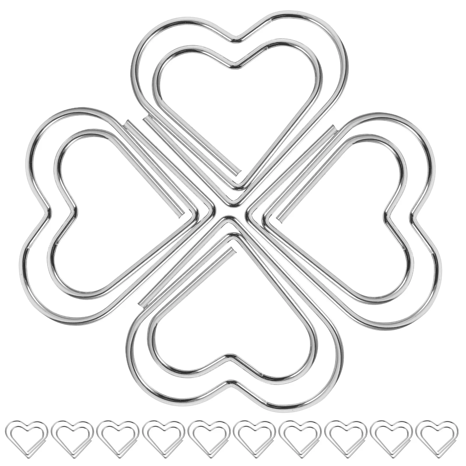 

100pcs Heart Shaped Paper Clips Cute Metal Decorative Novelty Document Clips for Office School Use Silver Color