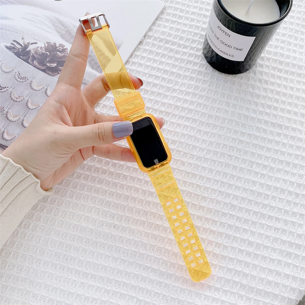 สําหรับ Huawei Band 10 9 8 7 6 Honor Band 7 6 Watchband One ชิ้น Glossy นาฬิกาข้อมือพรีเมี่ยมหน้าจอสี TPU Fitness Tracker นาฬิกา