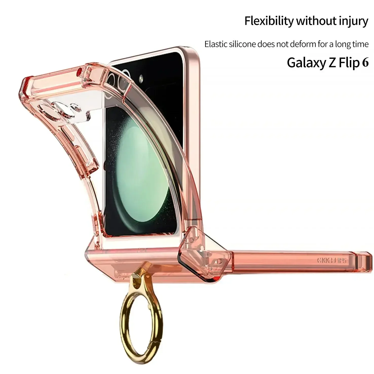 For Samsung Galaxy Z Flip 6 5 4 3 Case Colorful Transparent Fold Hingle Ring Bracket Four Corner Shockproof Protection Back Case image 4