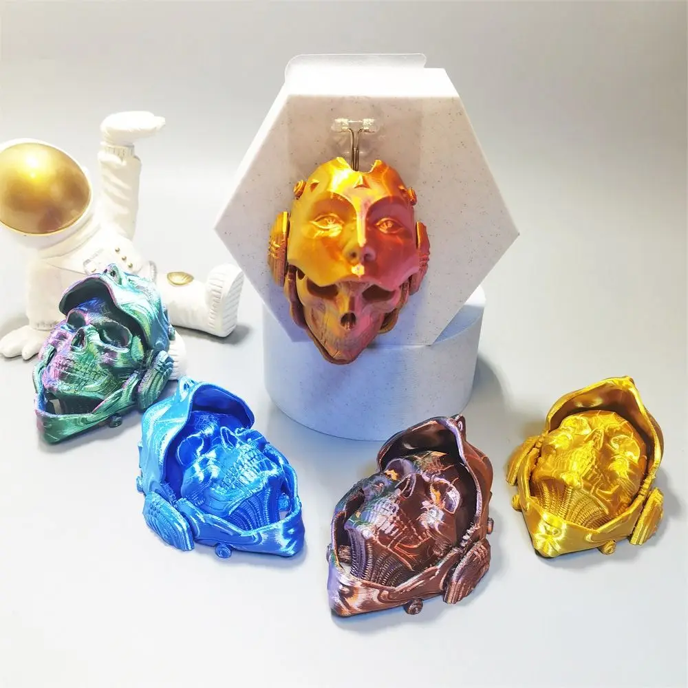 Máscara de impresión 3D mecanizada personalizada, modelo con tapa, máscara de calavera colorida, modelo Pla, accesorios para muñecas de acción, máscara de caballero, juguete, adorno artesanal