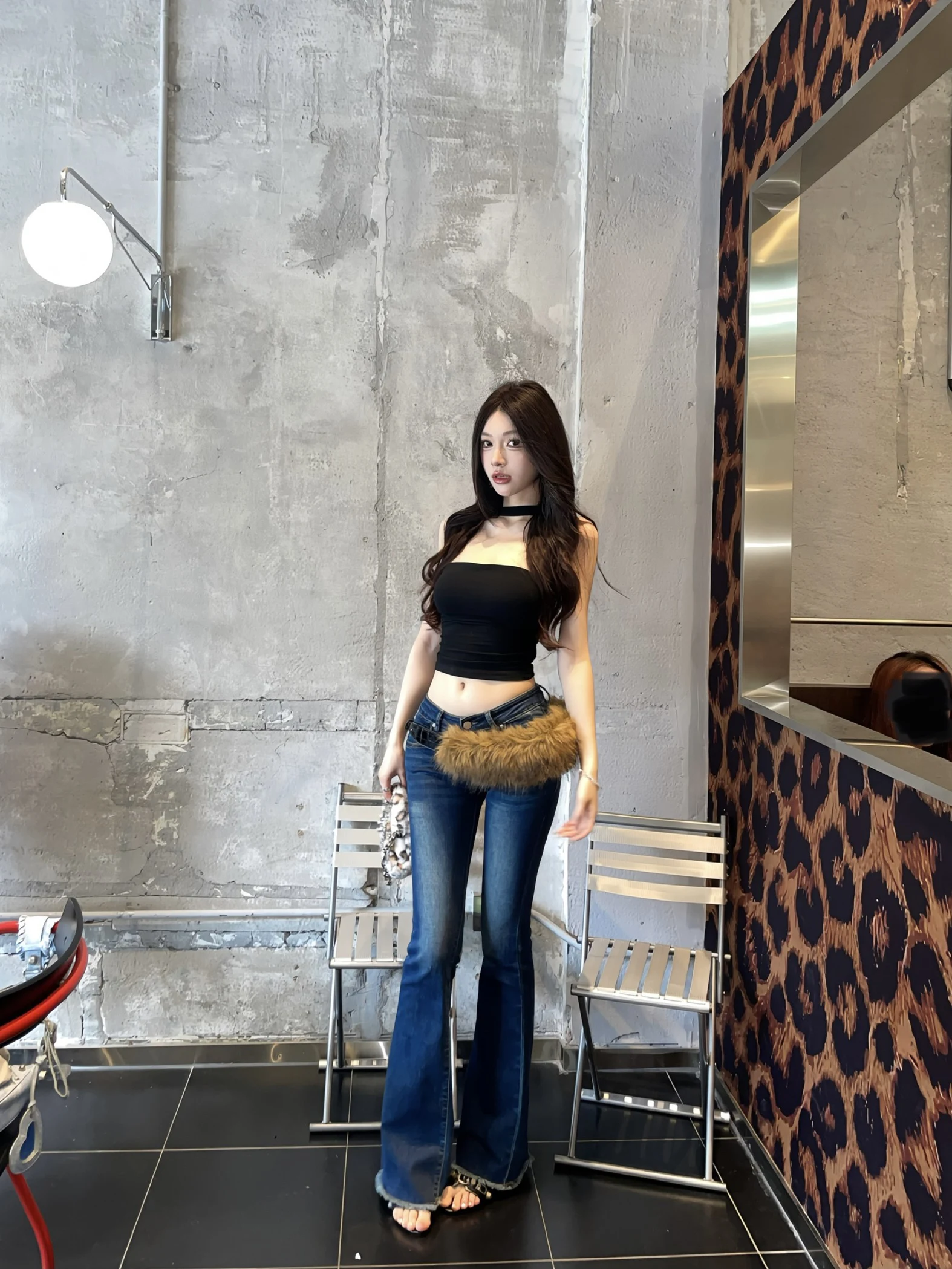 

Джинсы с низкой талией, расклешенные, в американском ретро-стиле, сексуальные, широкие брюки, свободный крой, на молнии, джинсовые, осенние, женские, модные