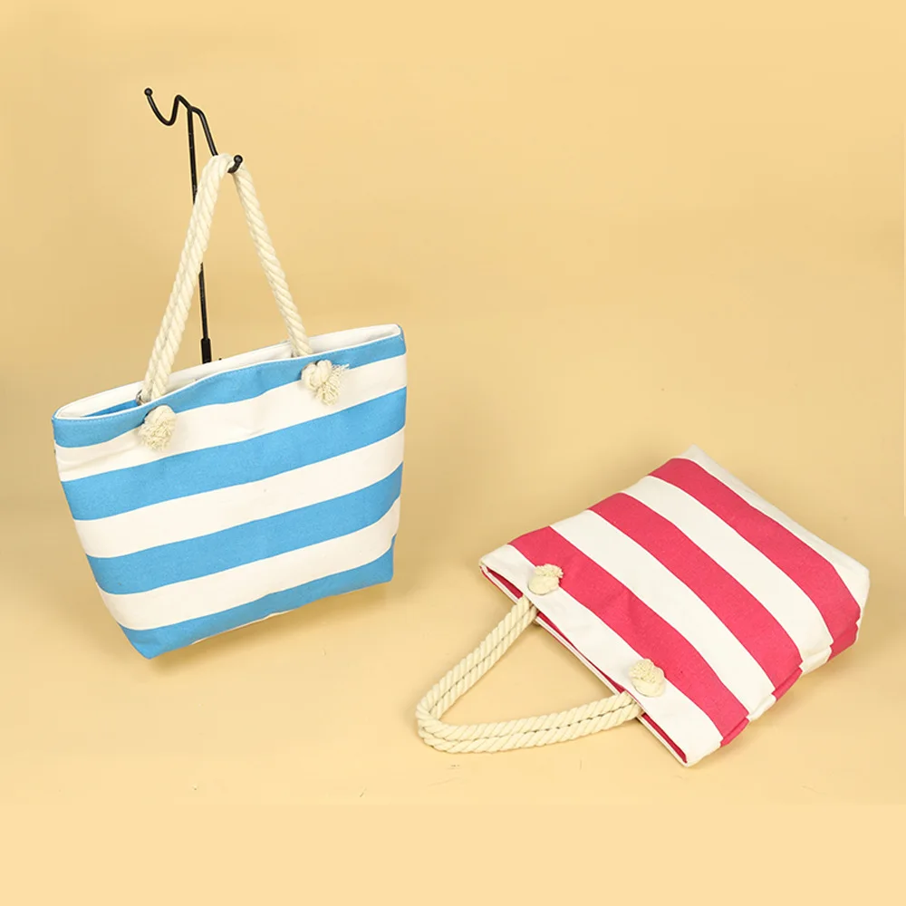 High QualityNew Striped Beach Underarm Single Shoulder Canvas Bags for Women