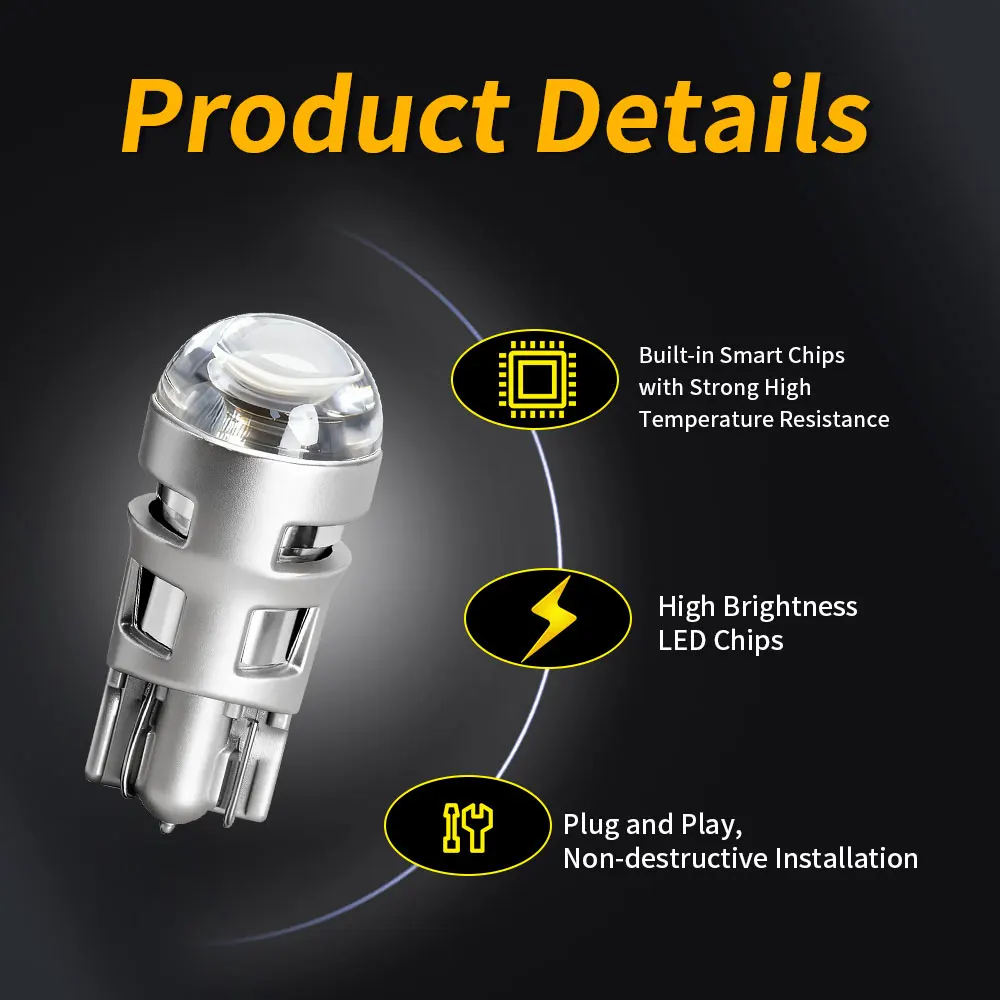 2/6/10 Ultra Bright T10 W5W 3030 168 LED Signal Lamp Bulbs White for 12V Car License Plate Light Turn Signal Brake Reading Light