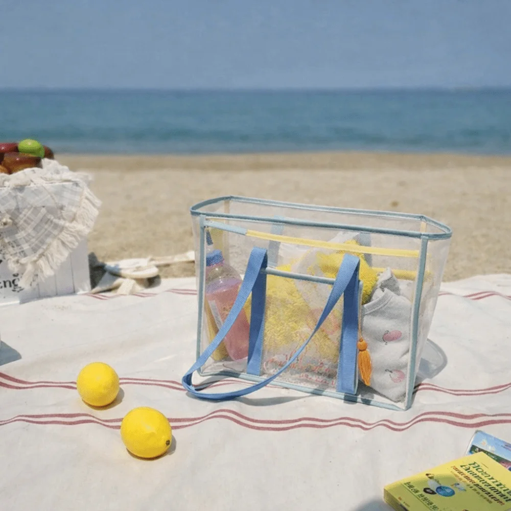 

Ins Style Transparent PVC Transparent Beach Bag Large-capacity Durable PVC Shoulder Bag Waterproof Design Fitness Bag Beach