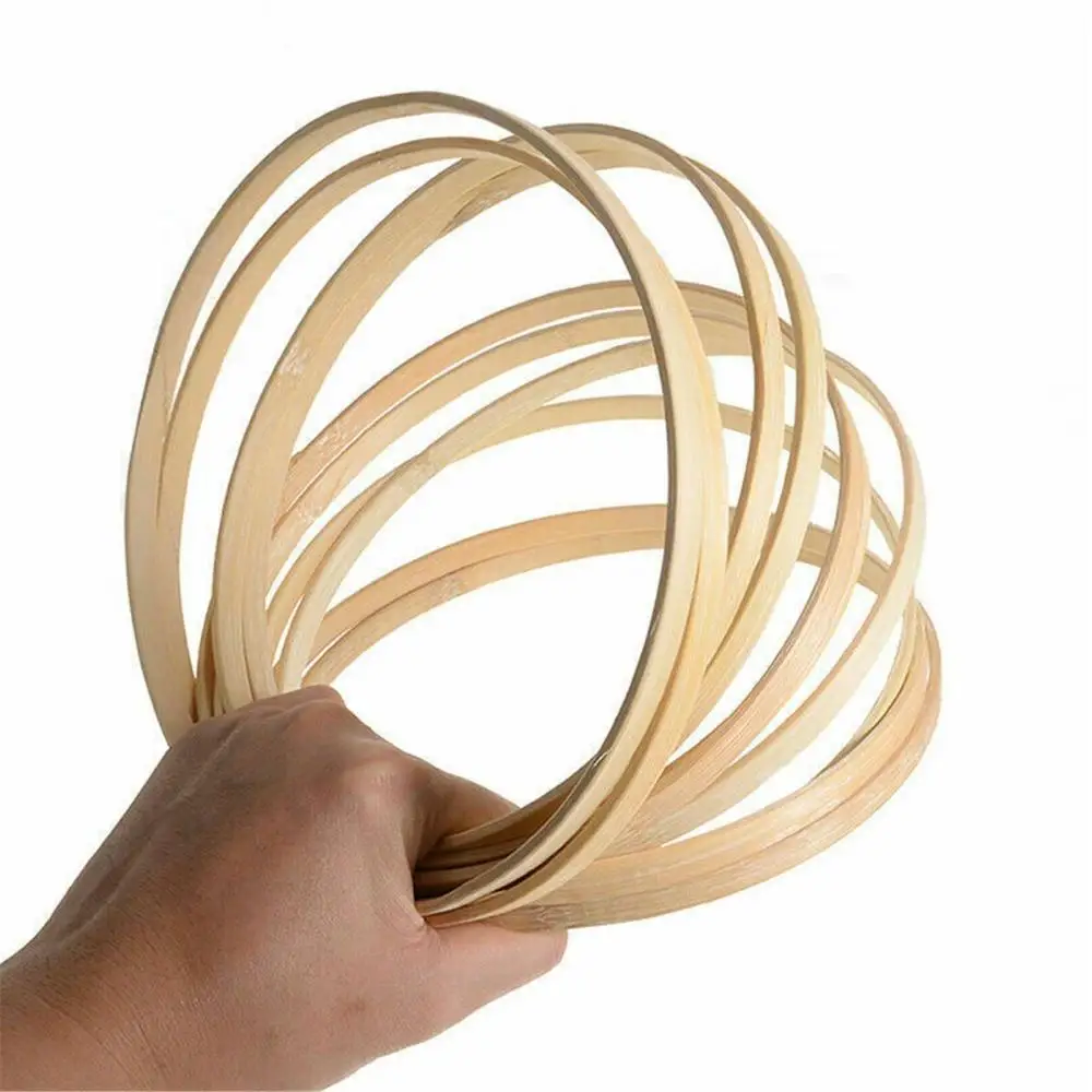 10Pcs Practical Bamboo Ring Tools Wooden Floral Hoop Round Useful Dream Catcher Simple DIY Craft Bamboo Hoop