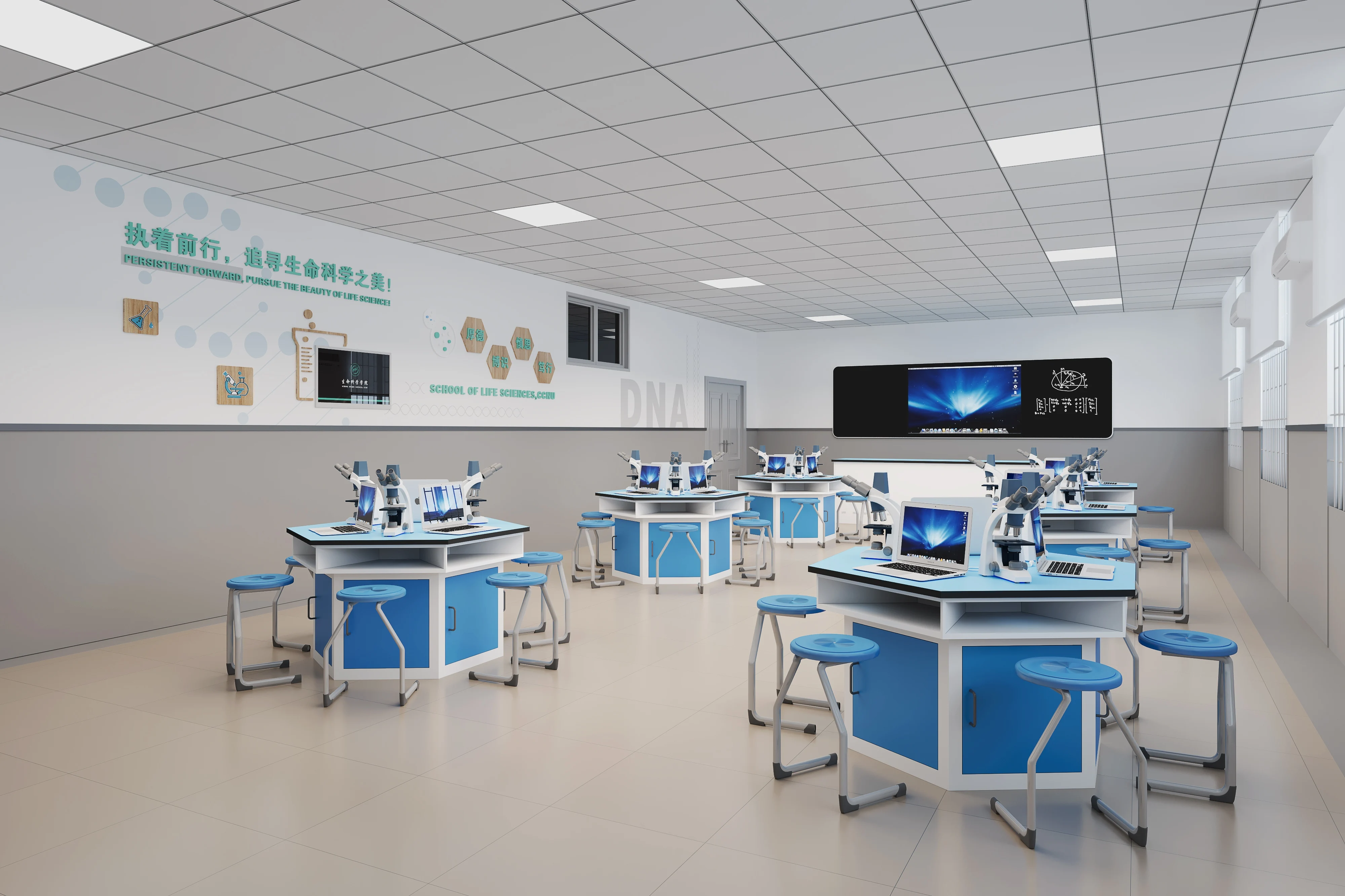 大学向け化学実験装置用ワークステーション、ワンストップサービス、現代的な学校実験台、化学用