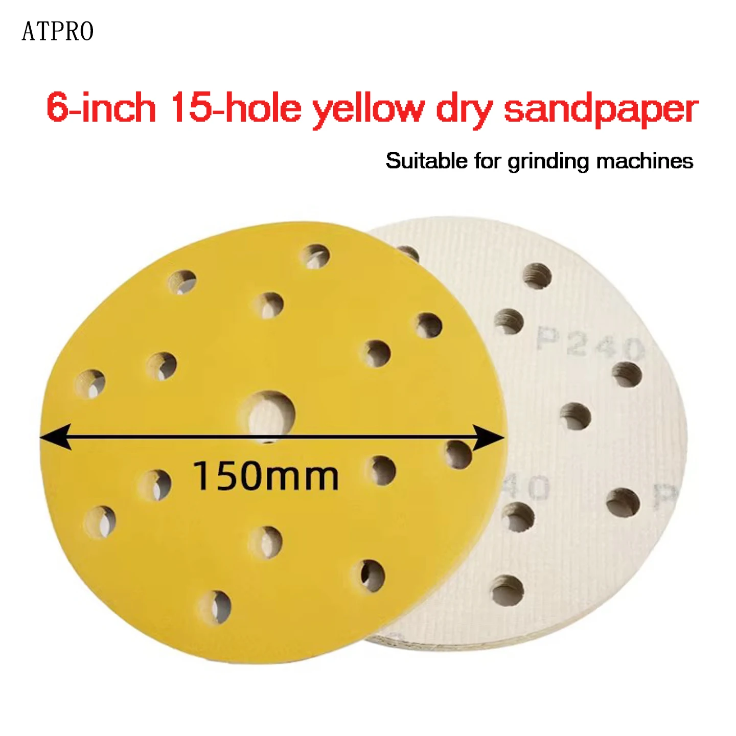 

ATPRO Automotive 6-inch 15-hole 150mm dry sanding paper, pneumatic disc putty round flocking sheet sanding card