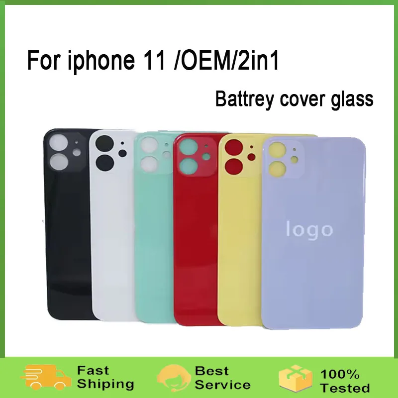 

OEM для iPhone 11, высокое качество 2 в 1, с широким увеличенным отверстием, заднее стекло, корпус, крышка батарейного отсека, сменное заднее стекло