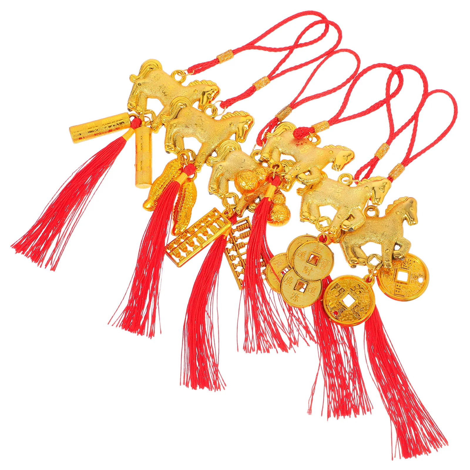 

6Pcs Chinese Cultural Tassel Decorations Horse Year Pendant for Spring Festival Luck Wealth Positive Energy Indoor Outdoor