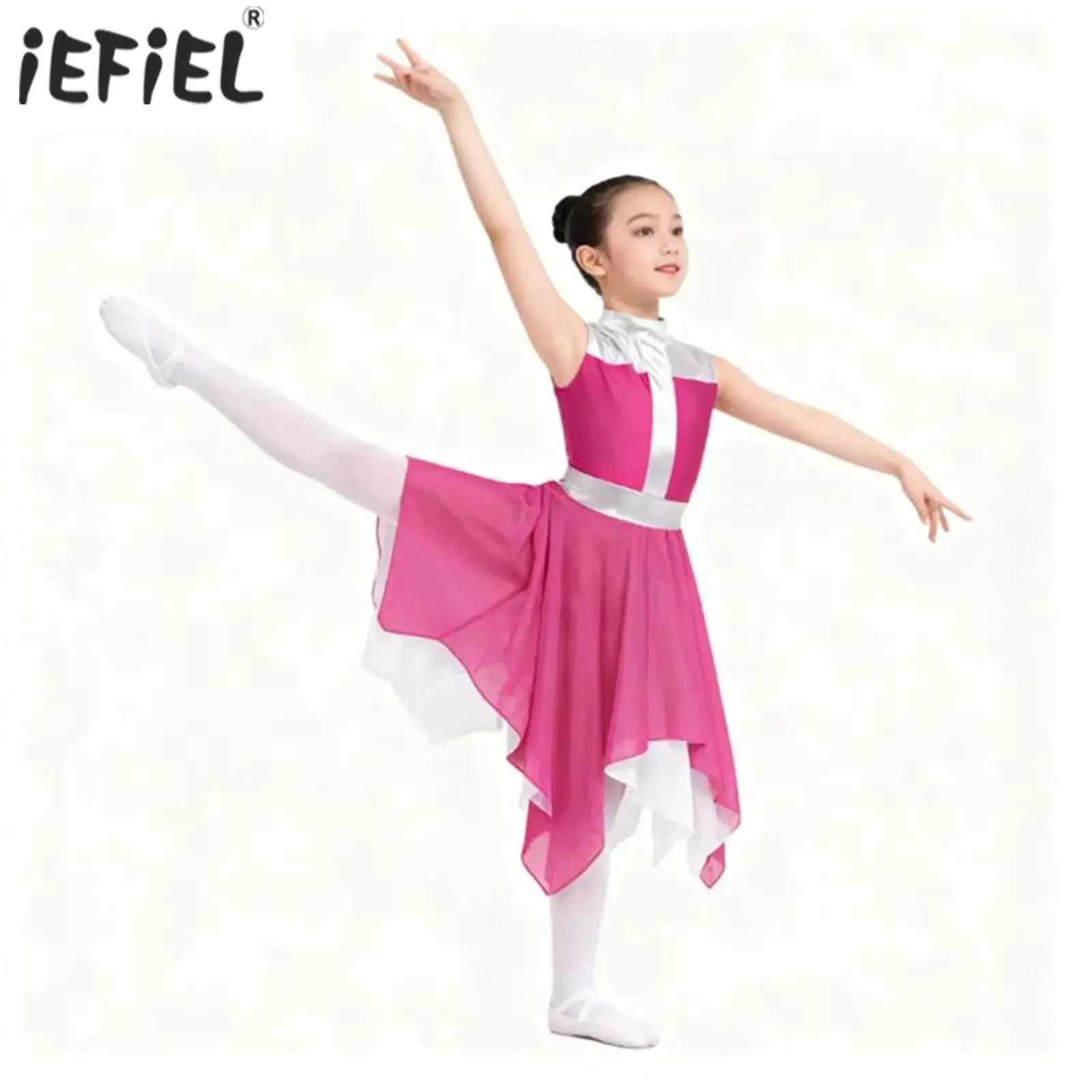 

Girls Gymnastics Worship Ballet Lyrical Praise Dance Costume Tulle Gown Worship Christian Metallic Choir Folk Dance Tank Dress