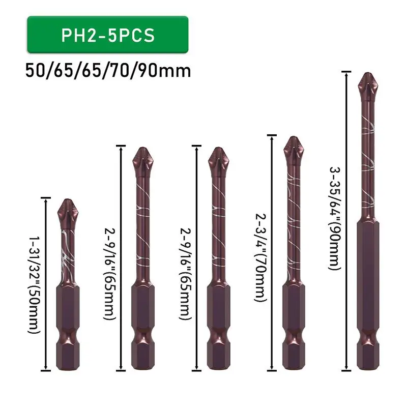  S2 Anti Skid Screwdriver Bit Set Wear Resistant Hexagonal Tool for Workshop and DIY Users