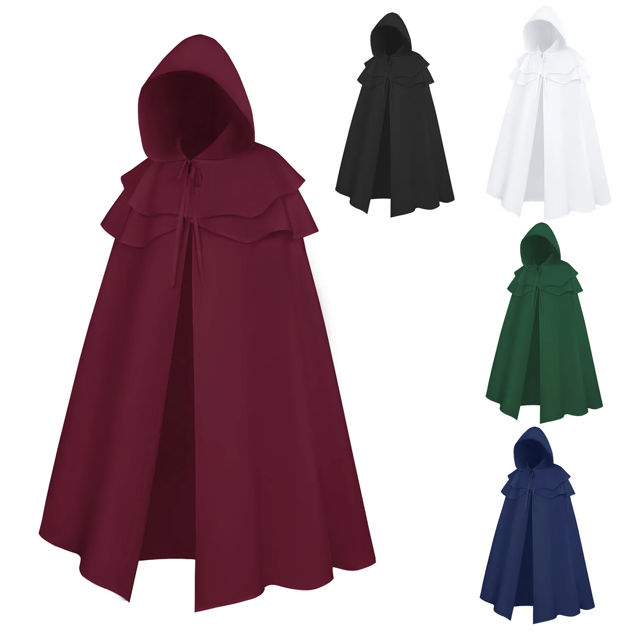 Halloween Medieval Stage Performance Costume Assassin's  Cosplay Hooded Cape Wizard 5 Colors Available Women's Fashion
