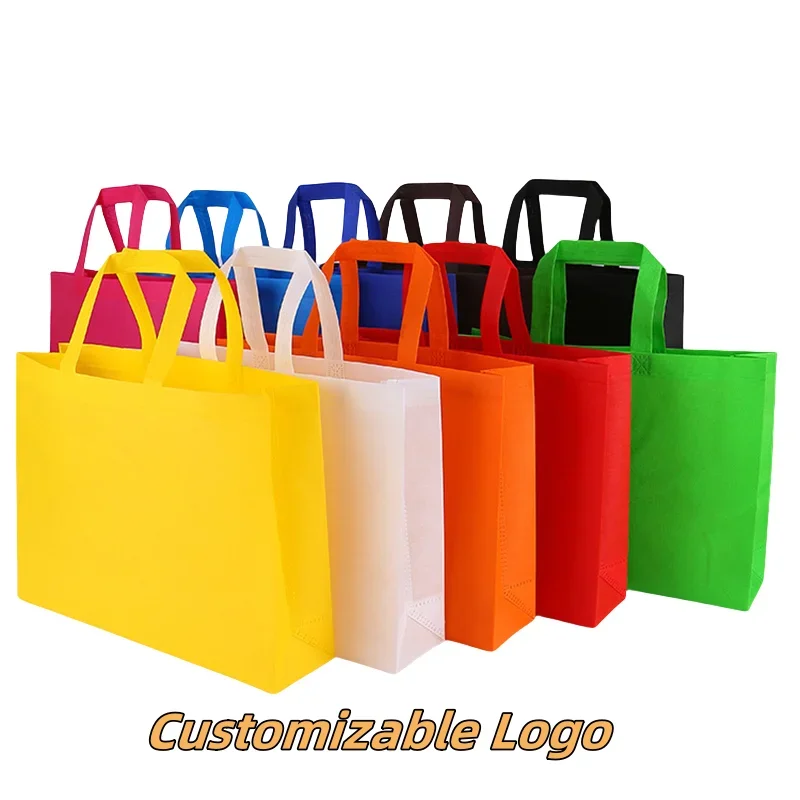 

20 Pcs Non-Woven Foldable Shopping Tote Bags Eco-Friendly Grocery Cloth Handbags Customizable Print Logo Gift & Shoe Storage