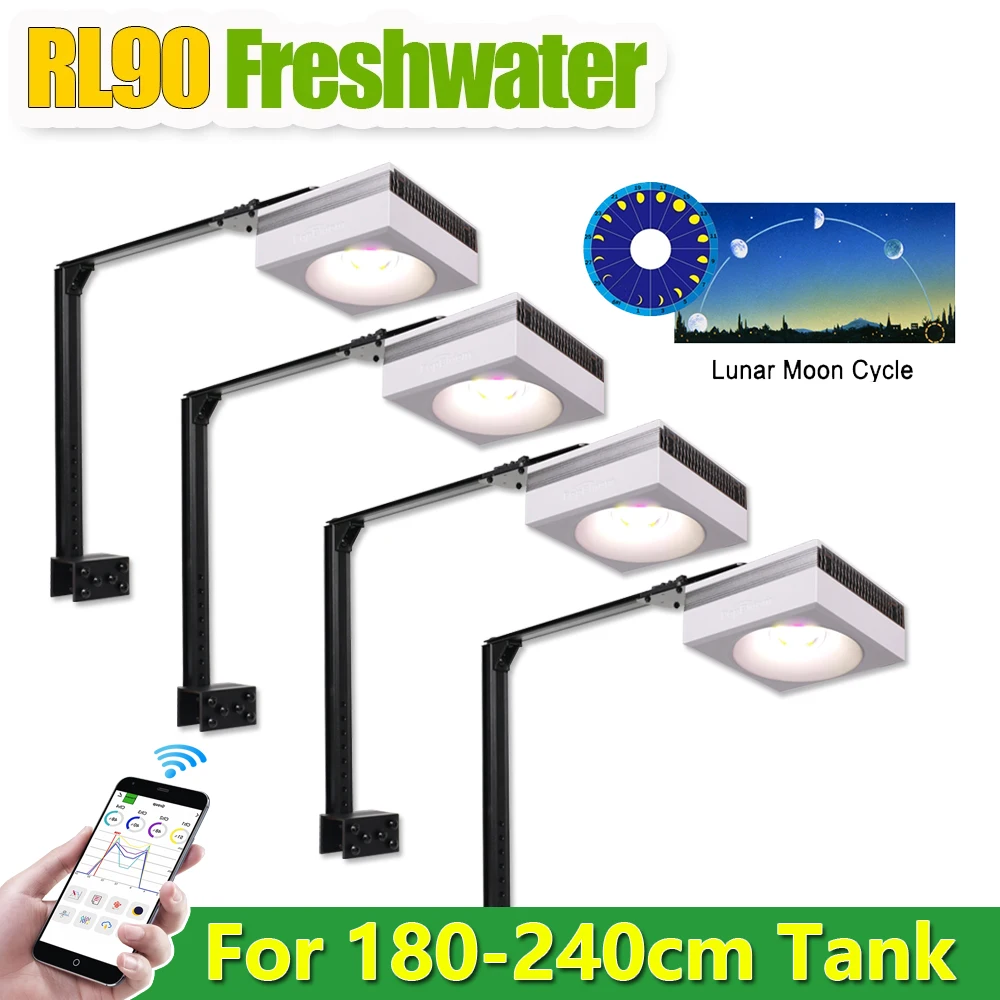 PopBloom-LED Freshwater Aquarium Lamp, Aquatic Plants Lighting for Aquatic Planted Fish Tank Light, Wi-Fi, RL90, 180-240cm