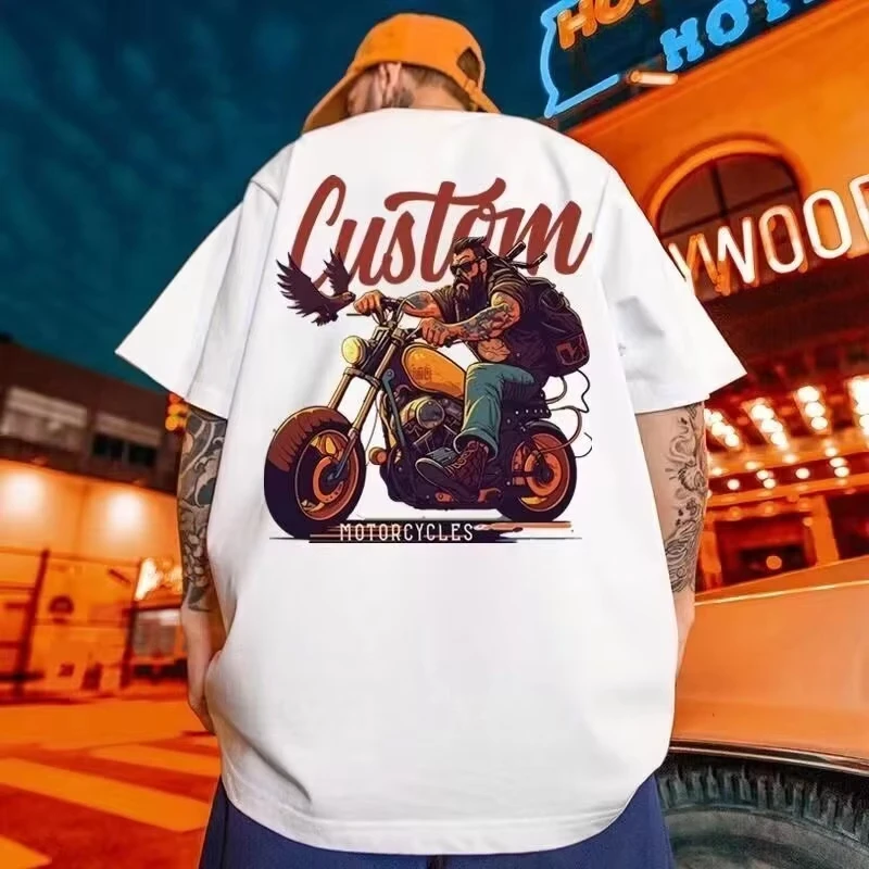 

Summer new casual loose T-shirt men's fashion loose printing hip-hop couple half-sleeve cotton