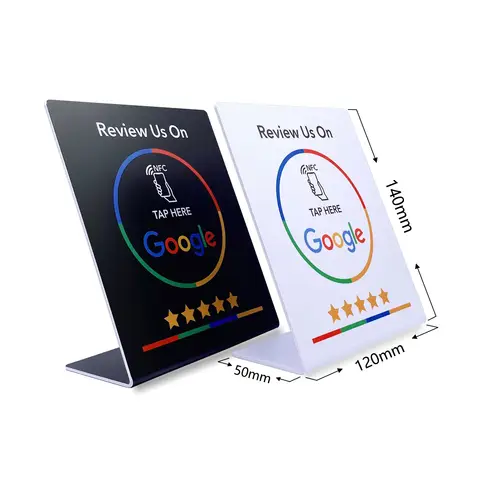 5YOA Google Review Card NFC station 13.56Mhz programmable table NFC Google Reviews display bending card standing brand bracket