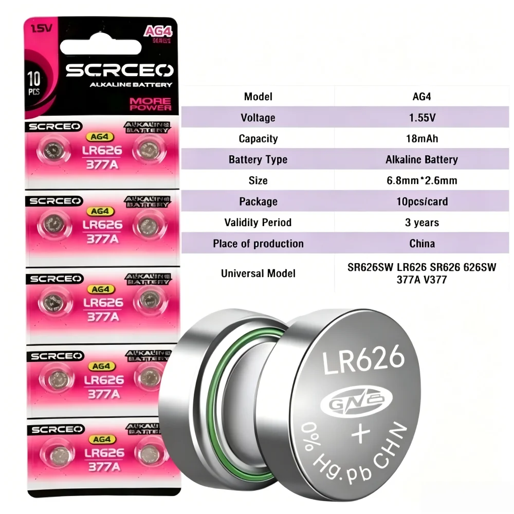 10-100PCS AG4 LR626 377 SR626SW 377A CX66W Button Coin Battery 1.55V Alkaline Watch Battery For Watches Toys Clocks