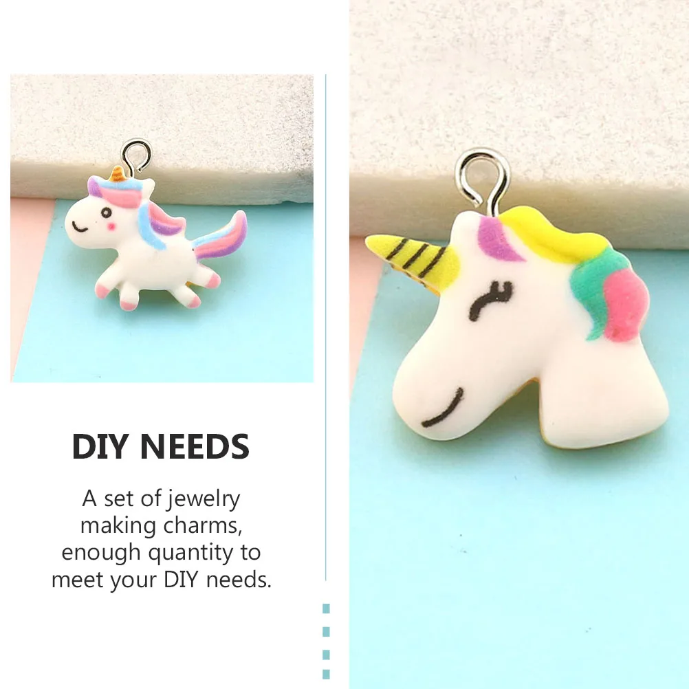 

20Pcs DIY Resin Jewelry Charms Unicorn Rainbow Cartoon Style Pendants for Necklace Bracelet Earrings Crafts