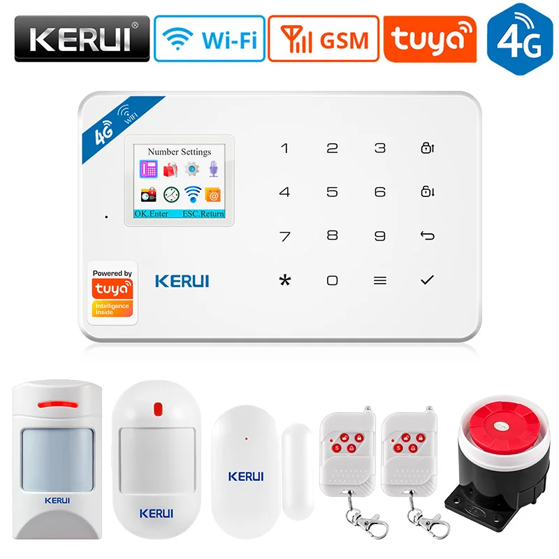 KERUI W184 Tuya 4G WIFI Security Protection KIT Smart Home Alarms Anti Theft Security Alarm System Kit Sensor 6 Languages Garage