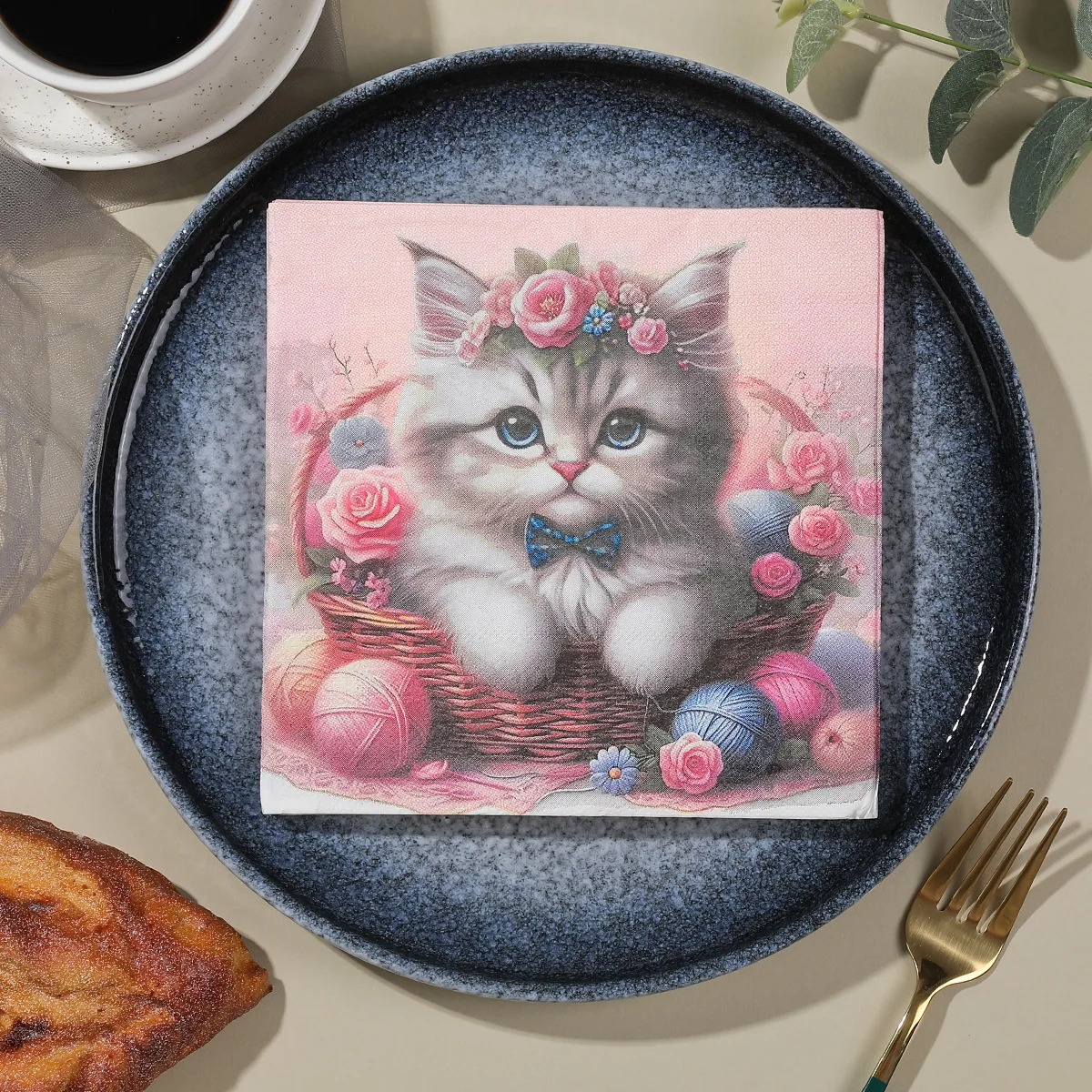 Cat Master Themed Party Disposable Printed Napkins for High-end Restaurants