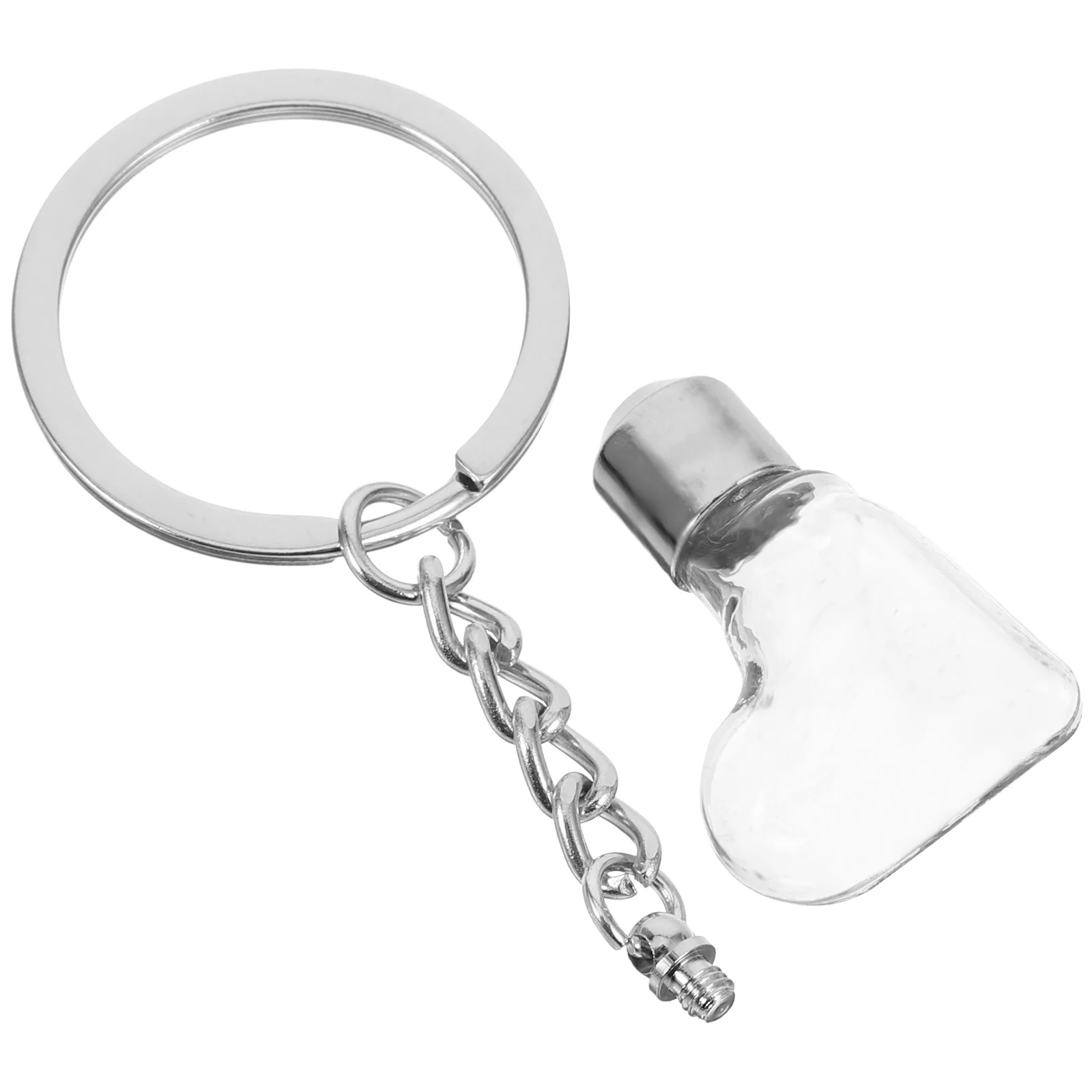 Love Bottle Keychain Ring Bottles Storage Jar Glass Small Wish DIY Hanging Decor