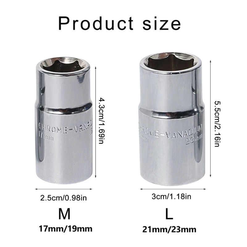 17/19mm and 21/23mm Tire Socket Wrenches with 2 Heads for Car, Bikes, Home DIY Maintenance