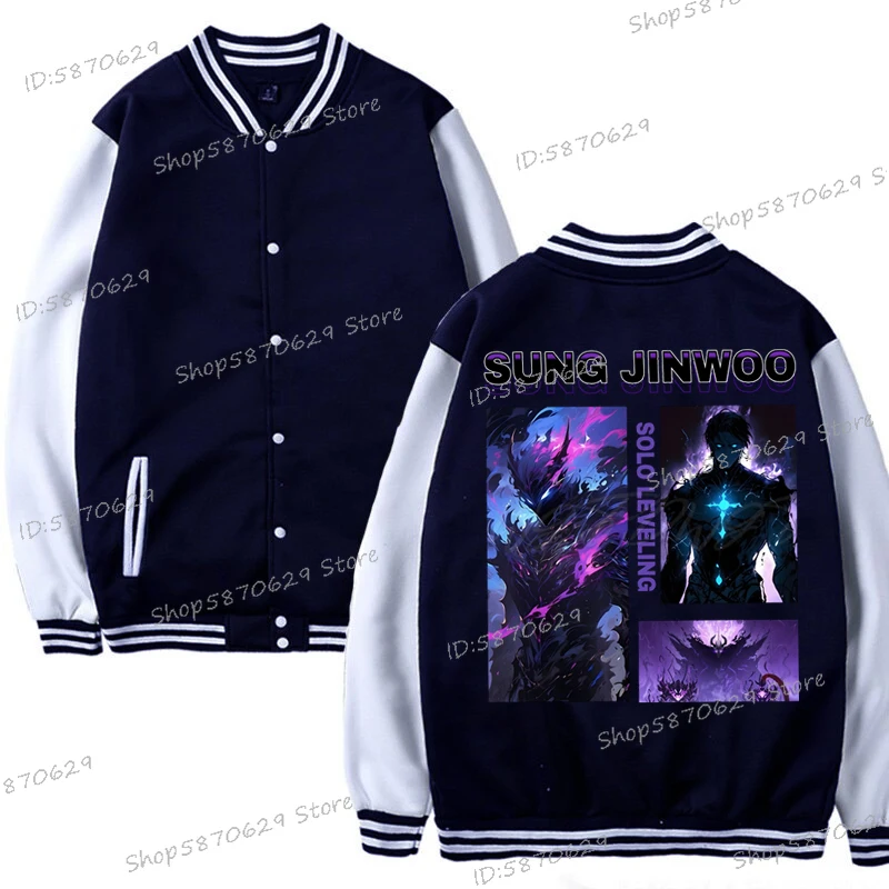 Solo Leveling Anime Fan Baseball Jacket Sung Jin-woo Harajuku Street Coats and Jackets Men Women Anime Fashion Cool Outerwears