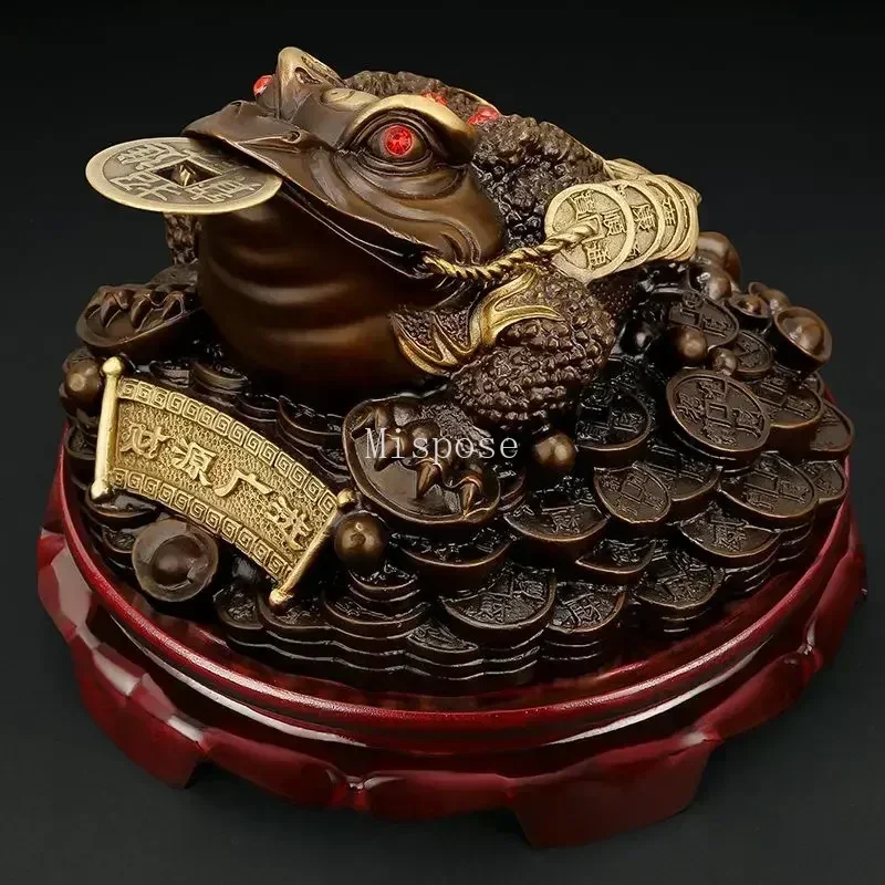Vintage Copper Attracts Wealth Gold Three-legged Toad Business Entrance Front Desk Decor