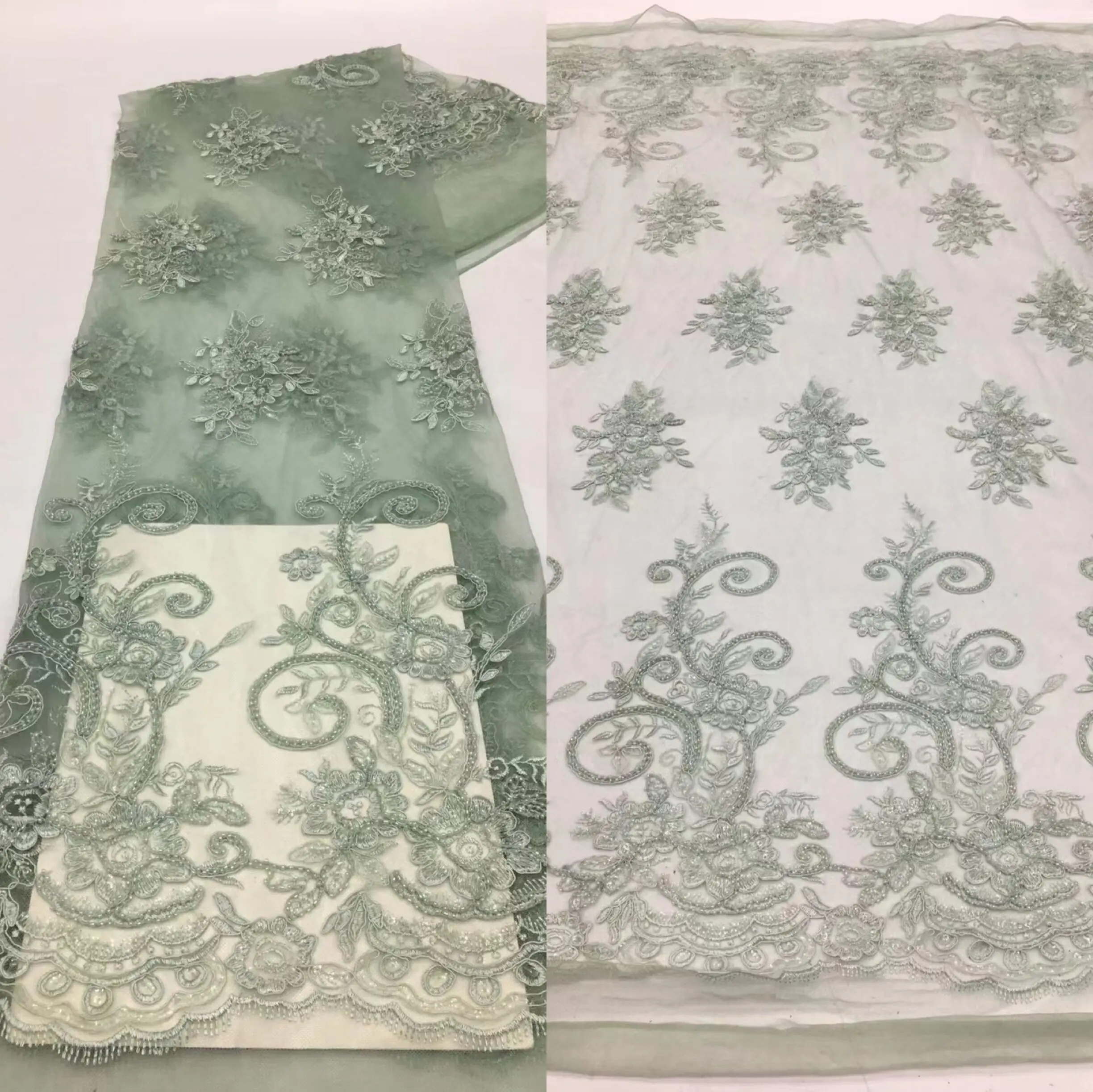 

Nigerian French Mesh Tulle Lace Fabric with beads S-1228563 High Quality Lace African Lace For Party Dress