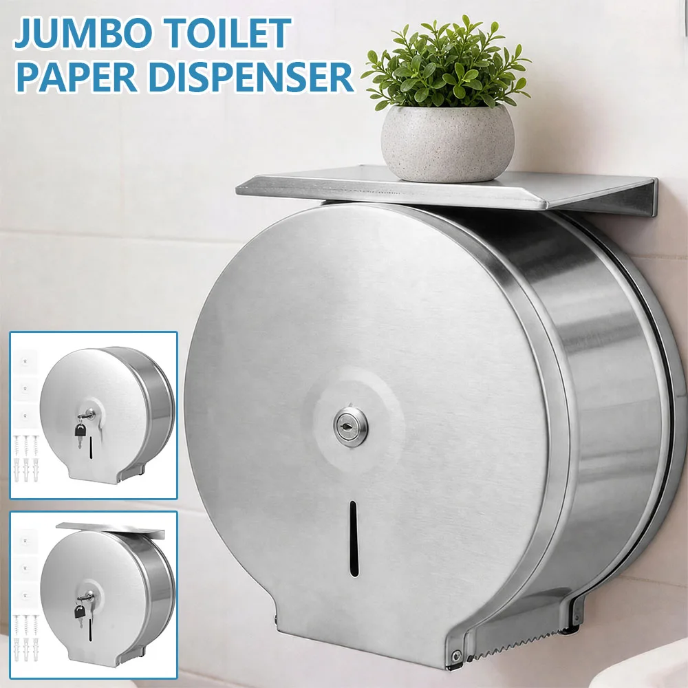 

Commercial Jumbo Toilet Paper Dispenser Stainless Steel Toilet Paper Holder Box Bathroom Accessories for Single Roll Tissue