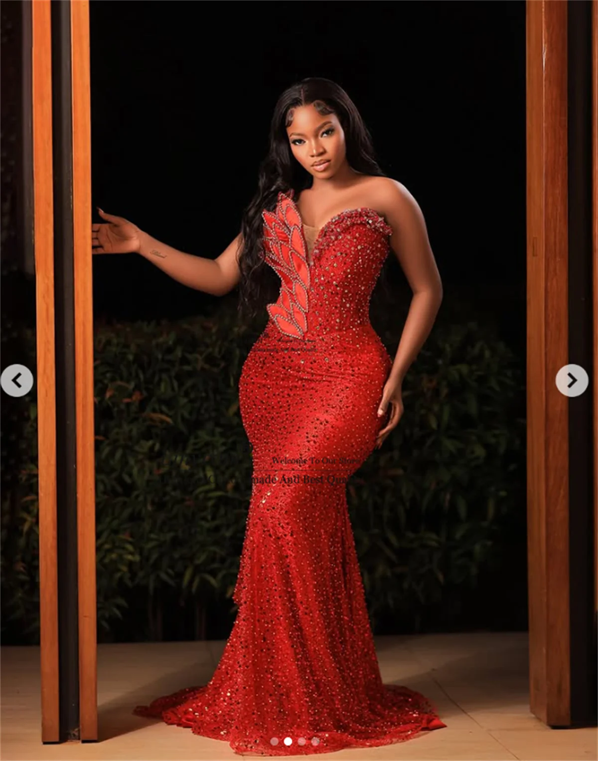 

Sparkly Beaded Sequins Prom Dress Aso Ebi Luxurious 3D Floars Mermaid Evening Gown Long Black Girls robes de soirée Customized