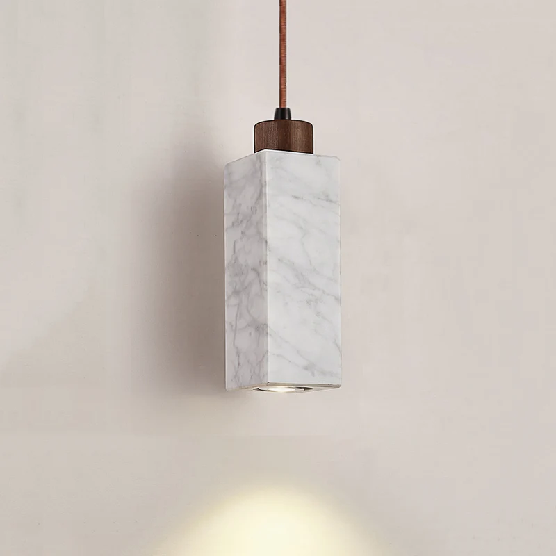 

Hot Selling Natural Marble Storel Home Decoration Led Small Pendent Lamp Restaurant Bar Bedroom Bedside White Black Droplight