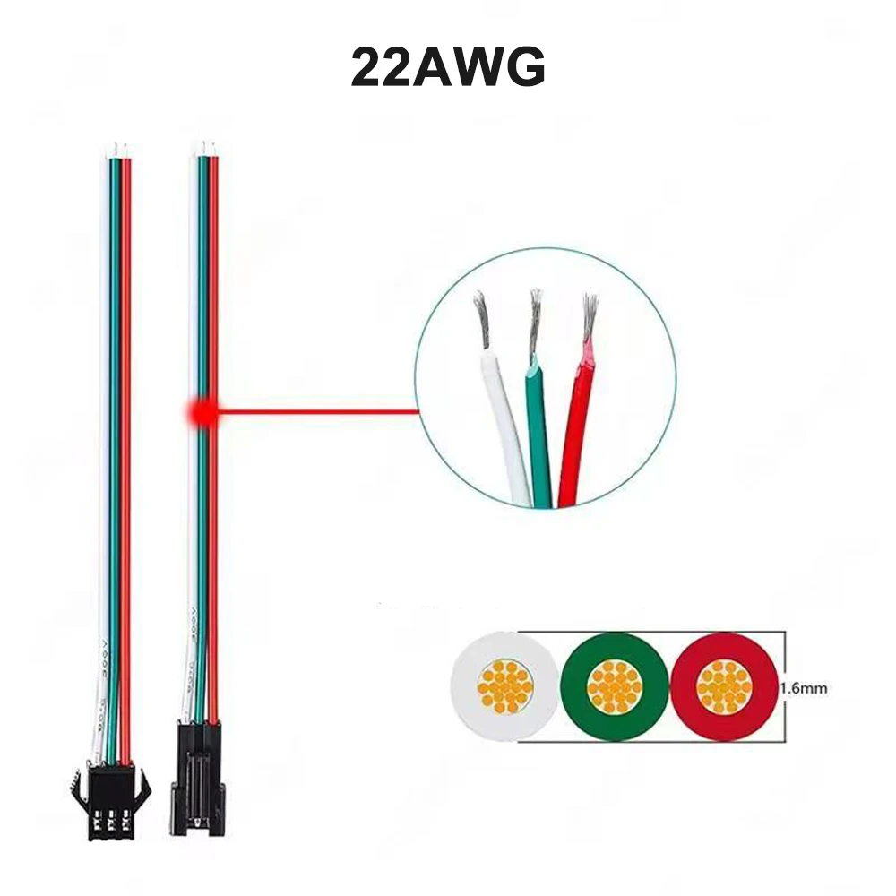 LED Strip JST SM 2Pin 3Pin 4Pin Male Female Extension Cable Electric Wire 22AWG 0.5m 1m 2m For WS2811 WS2812 WS2813 LED Strip Li