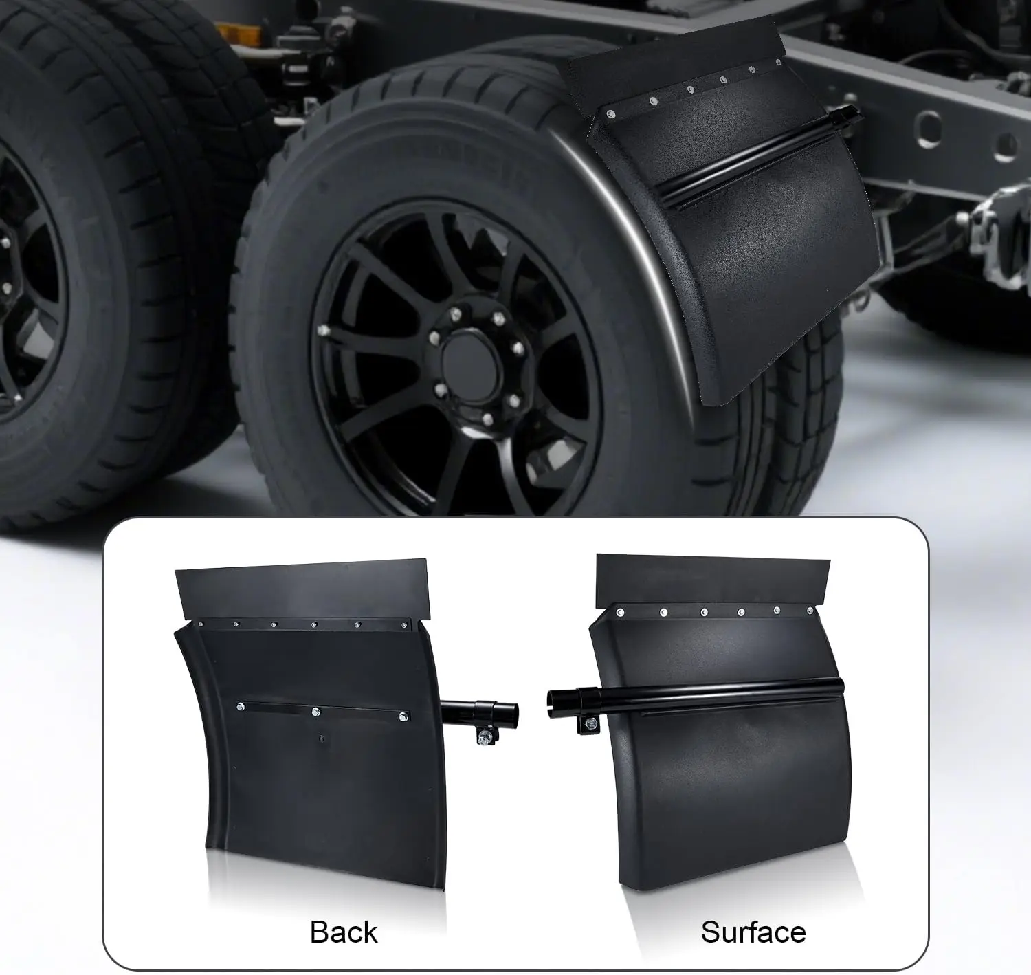 

Четверть крыльев 24 x 24 дюйма для полугрузовиков, нержавеющая сталь, трубчатый кронштейн и монтажное оборудование в комплекте, правый левый, поли-черный