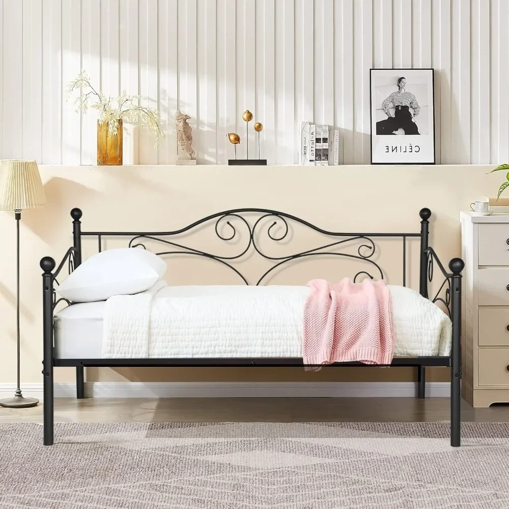 

Children's bed, long bed chair for both sitting and sleeping, suitable for bedrooms, metal double bed frame with headboard