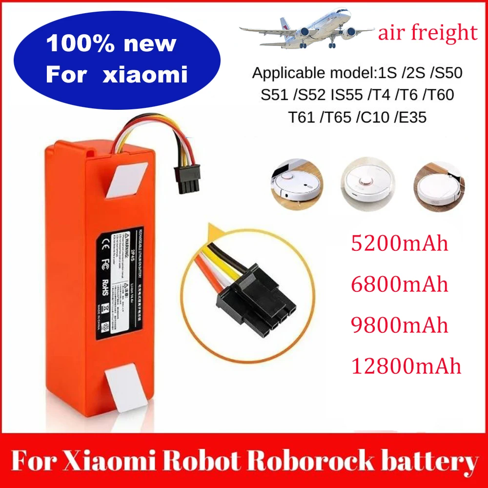 Replacement Battery for Xiaomi Roborock S55 S60 S65 S50 S51 S5 MAX Robot Vacuum Cleaner S6 Parts 14.4V 12800mAh
