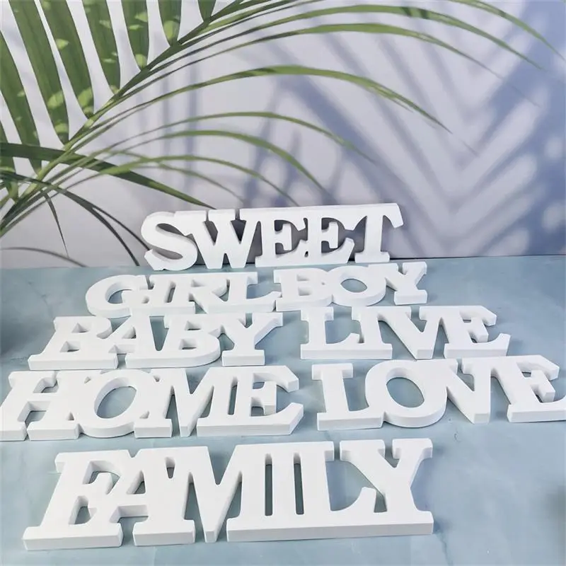 English Letter Ornament Silicone Mold DIY Epoxy Resin Gypsum Cement Crafts Casting Mold LOVE SWEET FAMILY CHEERS Mold Home Decor