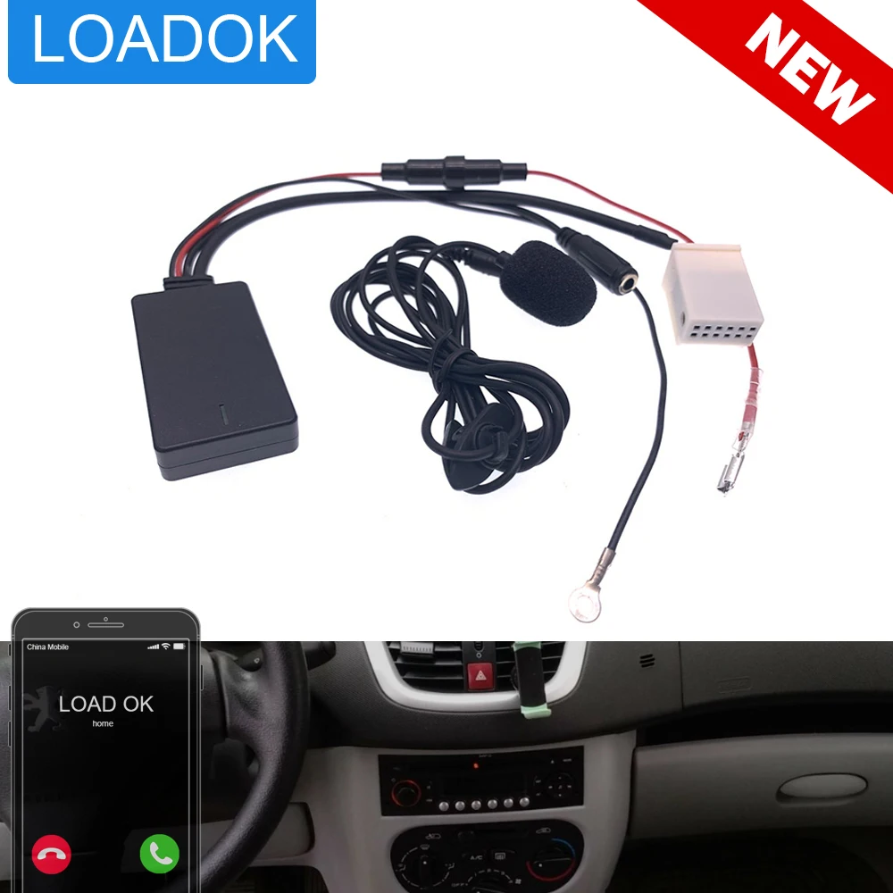 12Pin Car Radio Stereo Music Bluetooth Module Wireless Aux Handfree Call Cable Adapter For Peugeot  207 307 407 308 Citroen RD4