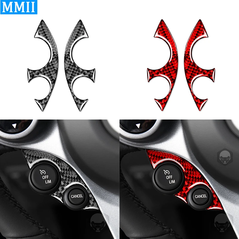 

For Benz Smart 453 Fortwo 2016-2021 Real Carbon Fiber Steering Wheel Button Stickers Control Trim Cover Decoration Decal