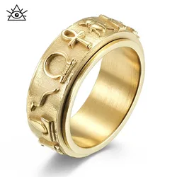 Ancient Egyptian Symbol Titanium Steel Rotating Rings For Men And Women With Good Luck Meaning Pattern Stainless Steel Bracelet