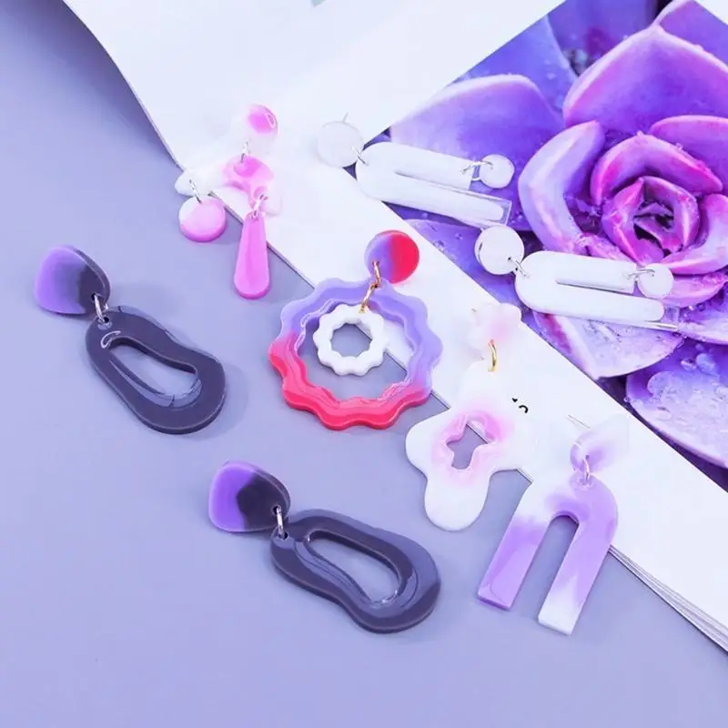 A52E DIY Earrings Silicone Mold Set Epoxy Resin Ear Drop Molds Handmade Craft Jewelry