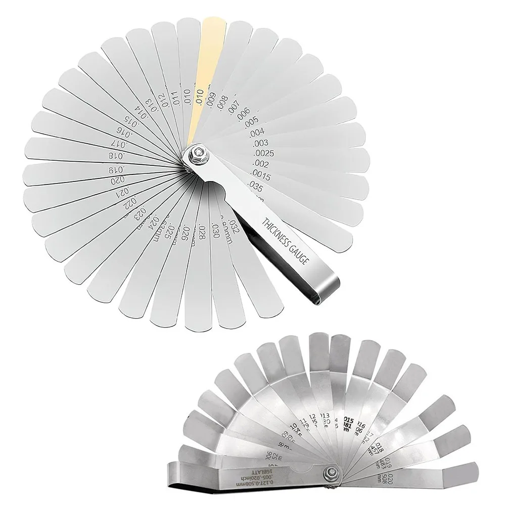 

Professional Feeler Gauge Set 2Pcs with 32 Straight and 16 Offset Gauges for Accurate Gapping and Thickness Measurement