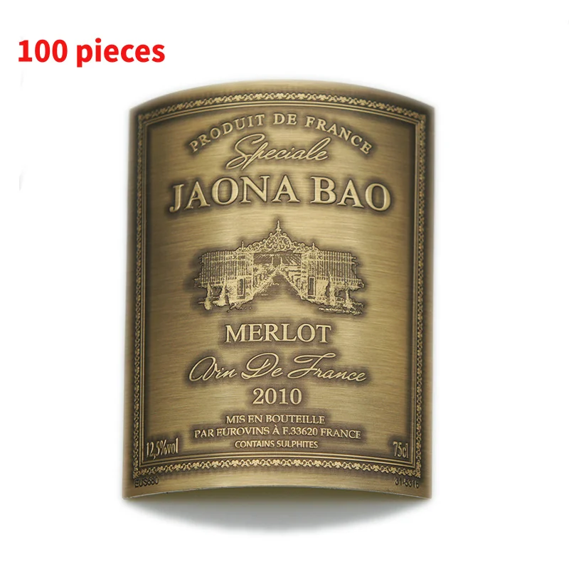 

10 0.Zhang.Custom.2020 Custom aluminum 3D metal labels embossed wine logo metal label