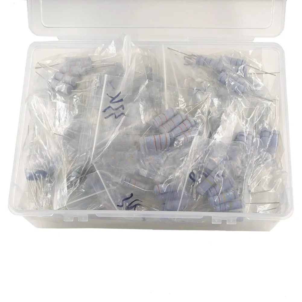 Carbon Film Resistor Pack 5W 300 Pieces 60 Unique Values 820K 4-Band Identification 2.4 cm x 0.8 cm Dimensions