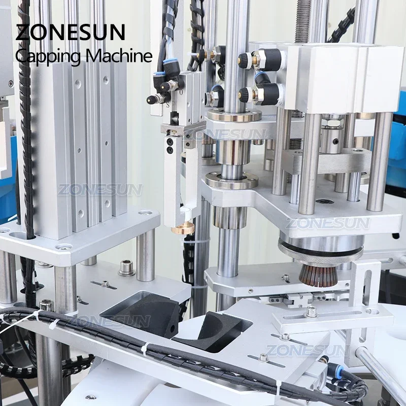 ZONESUN Automatic FEA15 Monoblock Metal Aluminium Perfume Spray Bottle Sealing Capping Crimping Outer Cover Cap Pressing Machine