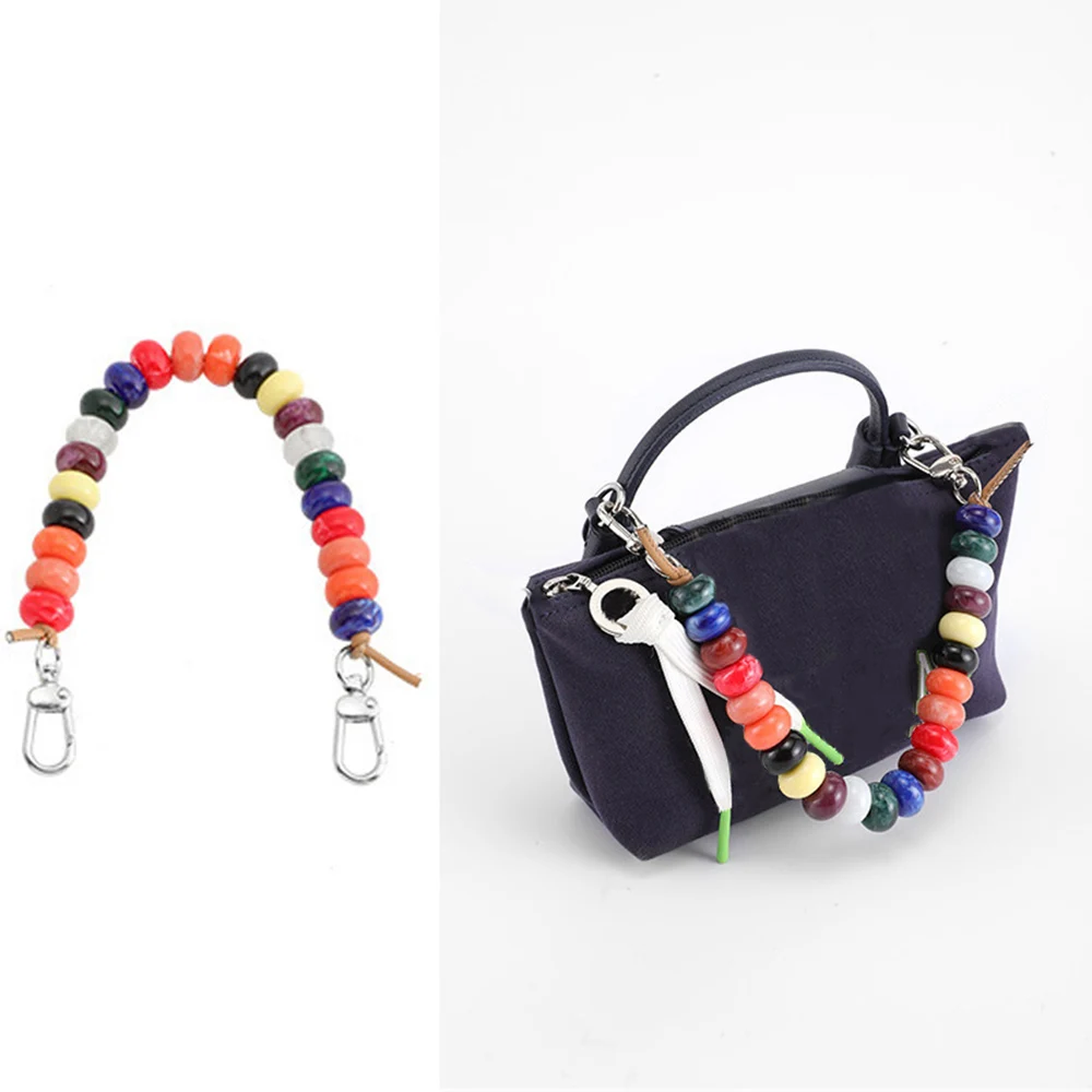 Colorful Beaded Decorative Chain For Longchamp Mini Bags Replacement Purse Strap Extender Chain Women Bag Accessories 15/31Cm