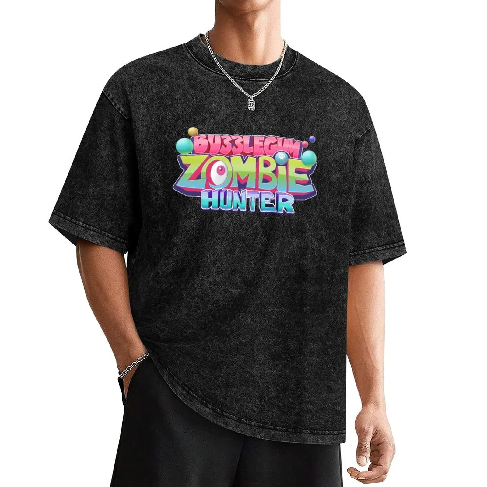 Bubblegum Zombie Hunter Logo T-Shirt anime oversizeds vintage summer tops oversized t shirts for men