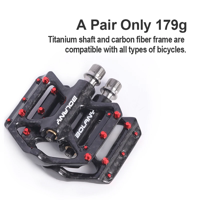 BOLANY Carbon Fiber Bicycle Pedals Ultralight Non-Slip Road Bike MTB 3 Bearing Carbon Bike Pedal Waterproof Bicycle Accessories